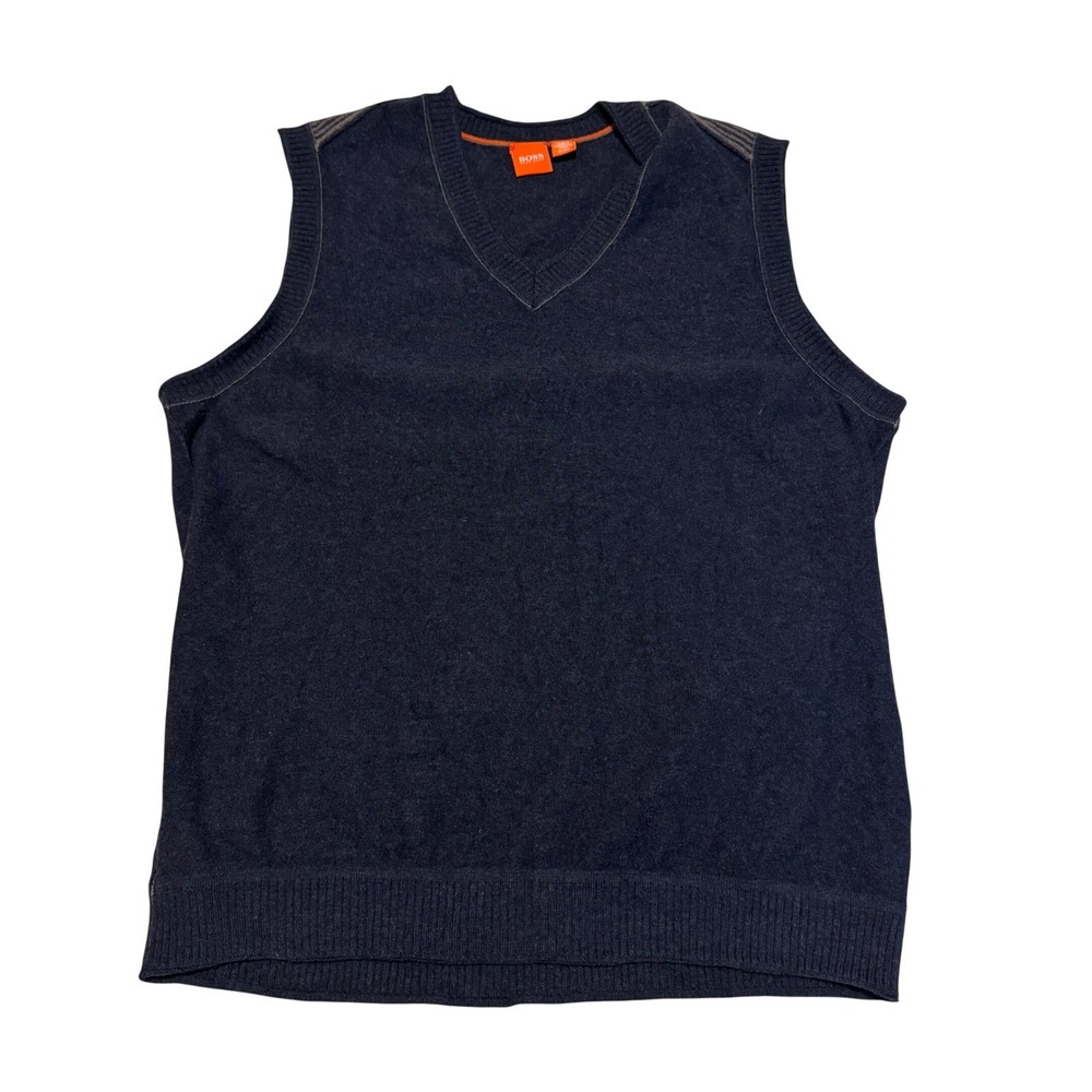 Hugo Boss Orange Label Mens Navy Blue V-Neck Sweater Vest XL 50183981 408